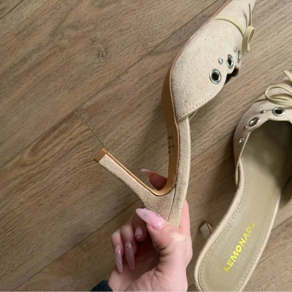 Princess Polly Beige Pointed Toe Studded Flats - Picture 5 of 7